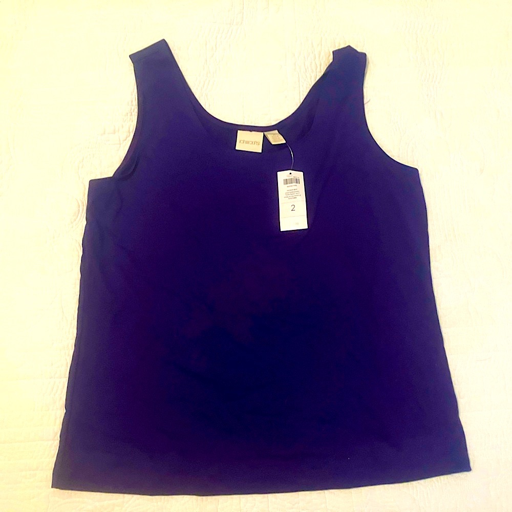 Chico's Purple Himalayan Microfiber Contemporary Tank Top Size 2 Round